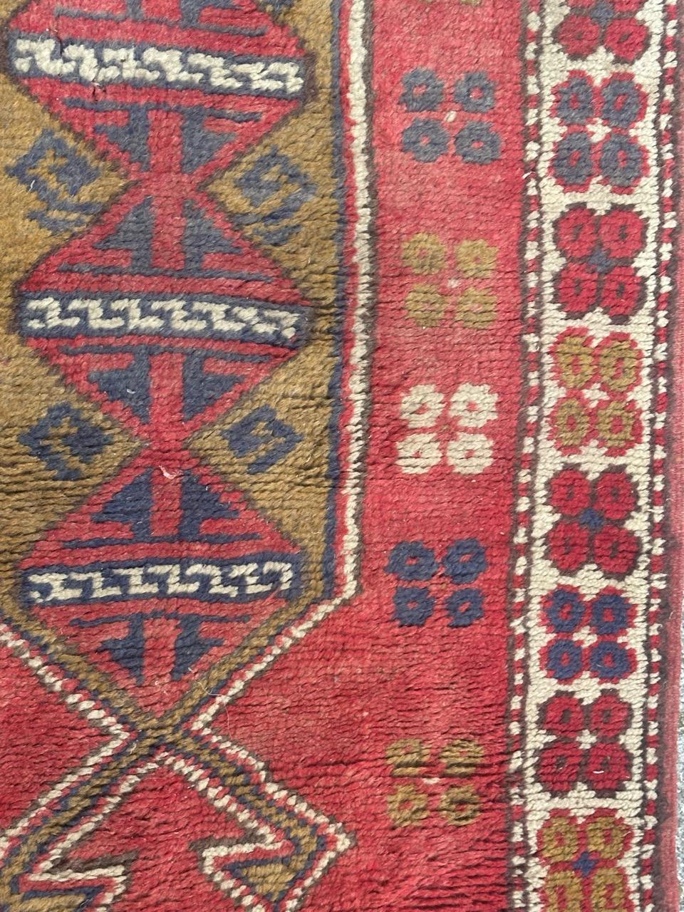 Hand-Knotted Bobyrug’s nice mid century Anatolian Turkish rug For Sale