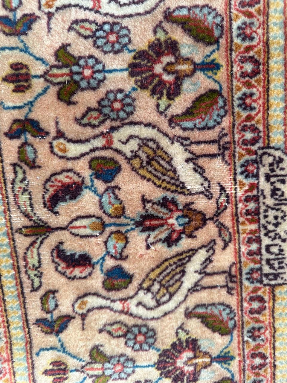 Bobyrug’s nice mid century Kashan Dabir rug For Sale 10