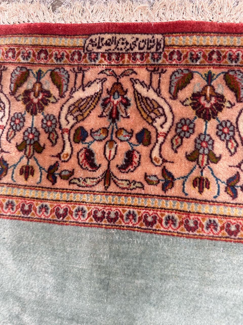 Asian Bobyrug’s nice mid century Kashan Dabir rug For Sale