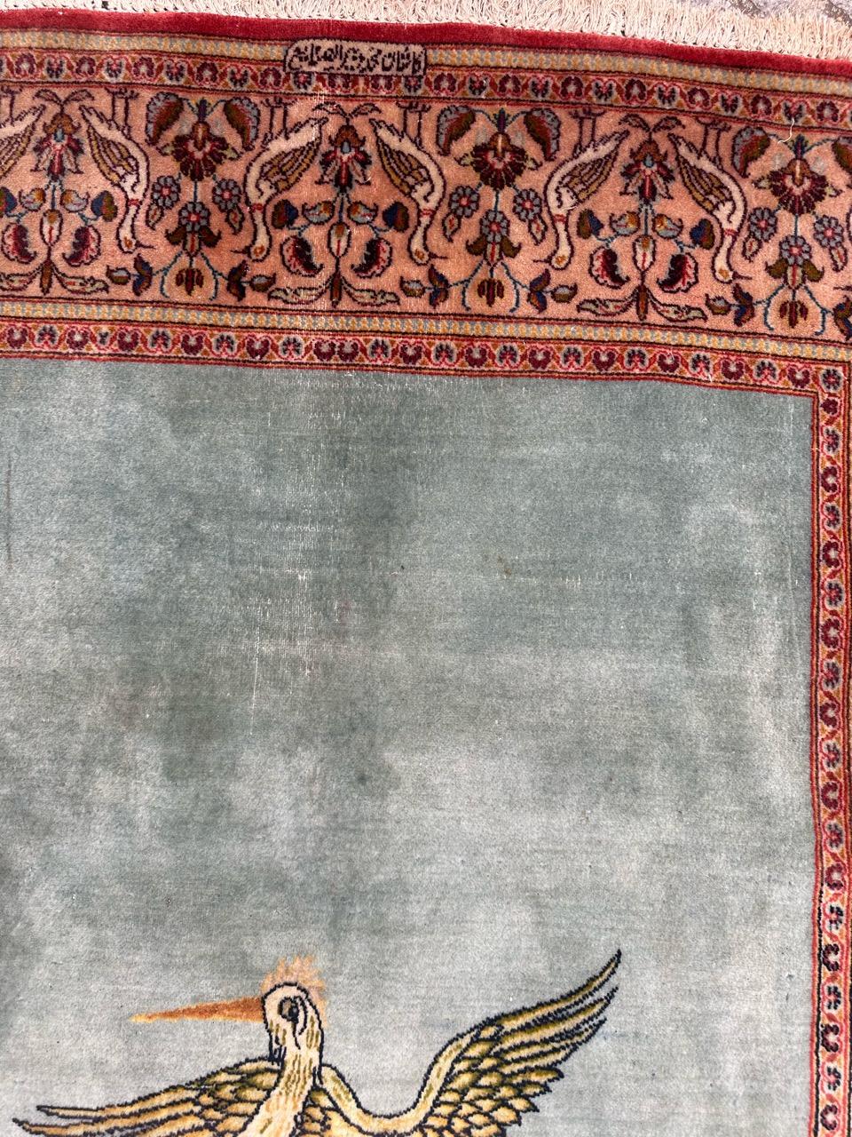 Hand-Knotted Bobyrug’s nice mid century Kashan Dabir rug For Sale