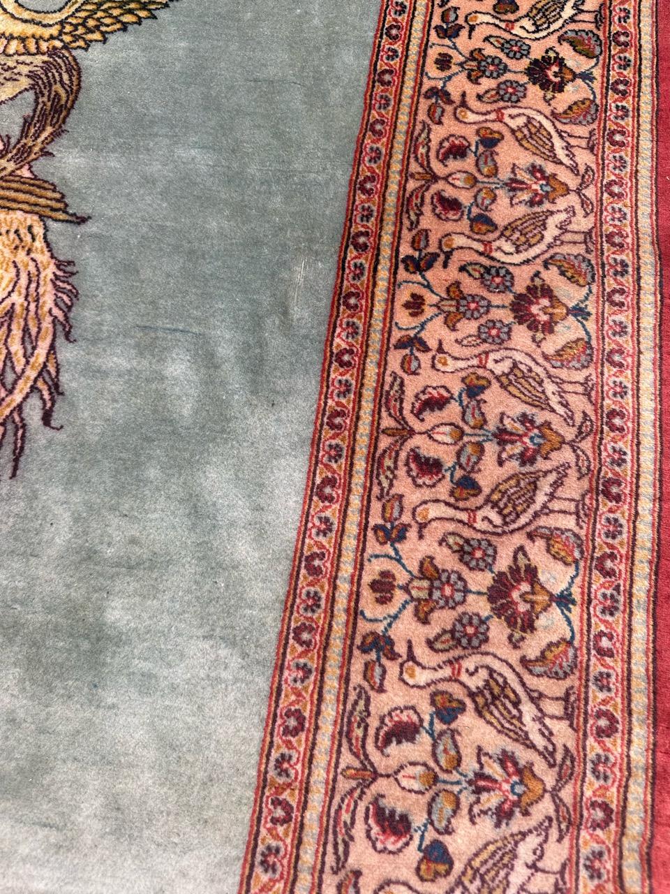 20th Century Bobyrug’s nice mid century Kashan Dabir rug For Sale