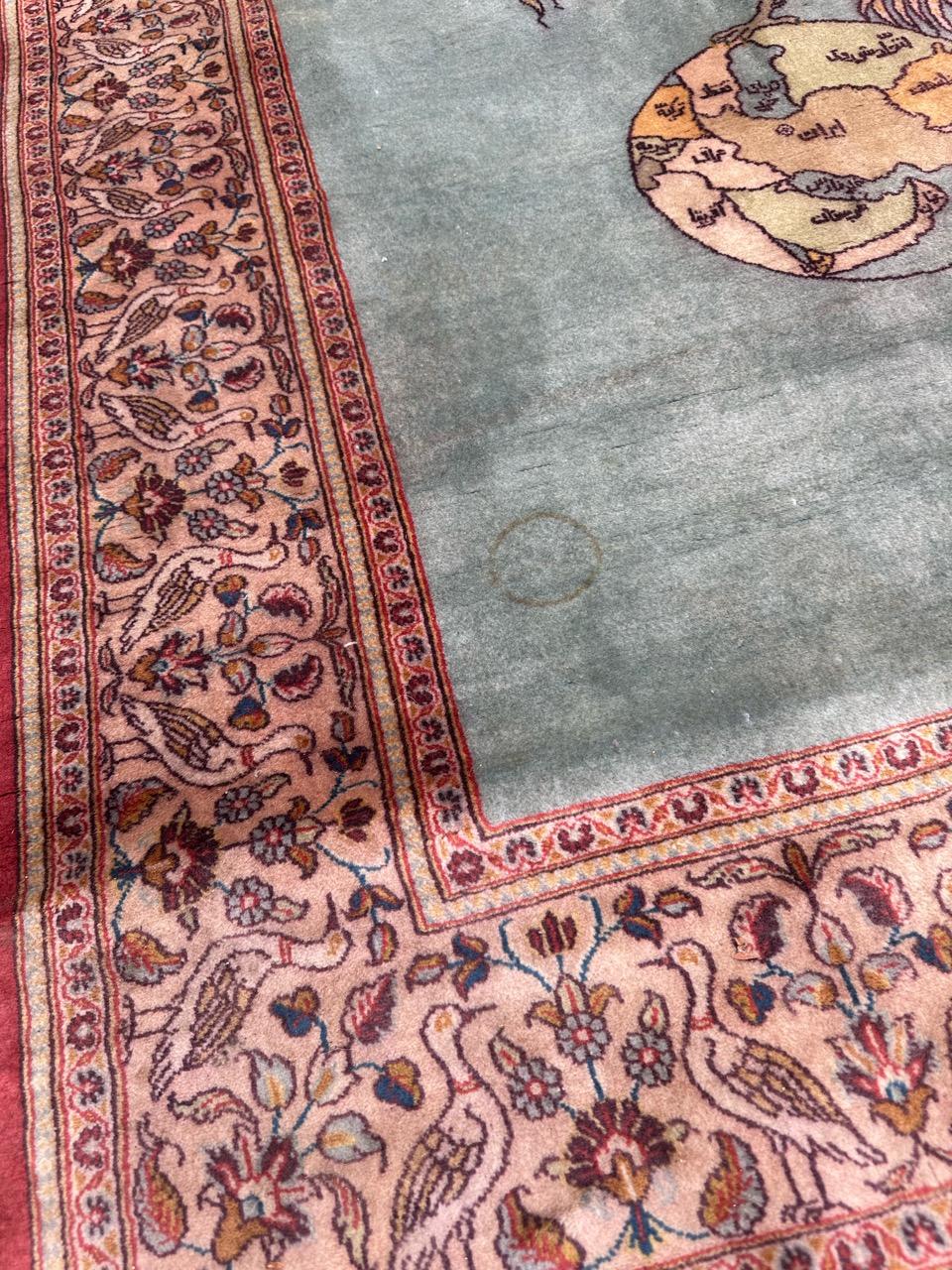 Wool Bobyrug’s nice mid century Kashan Dabir rug For Sale