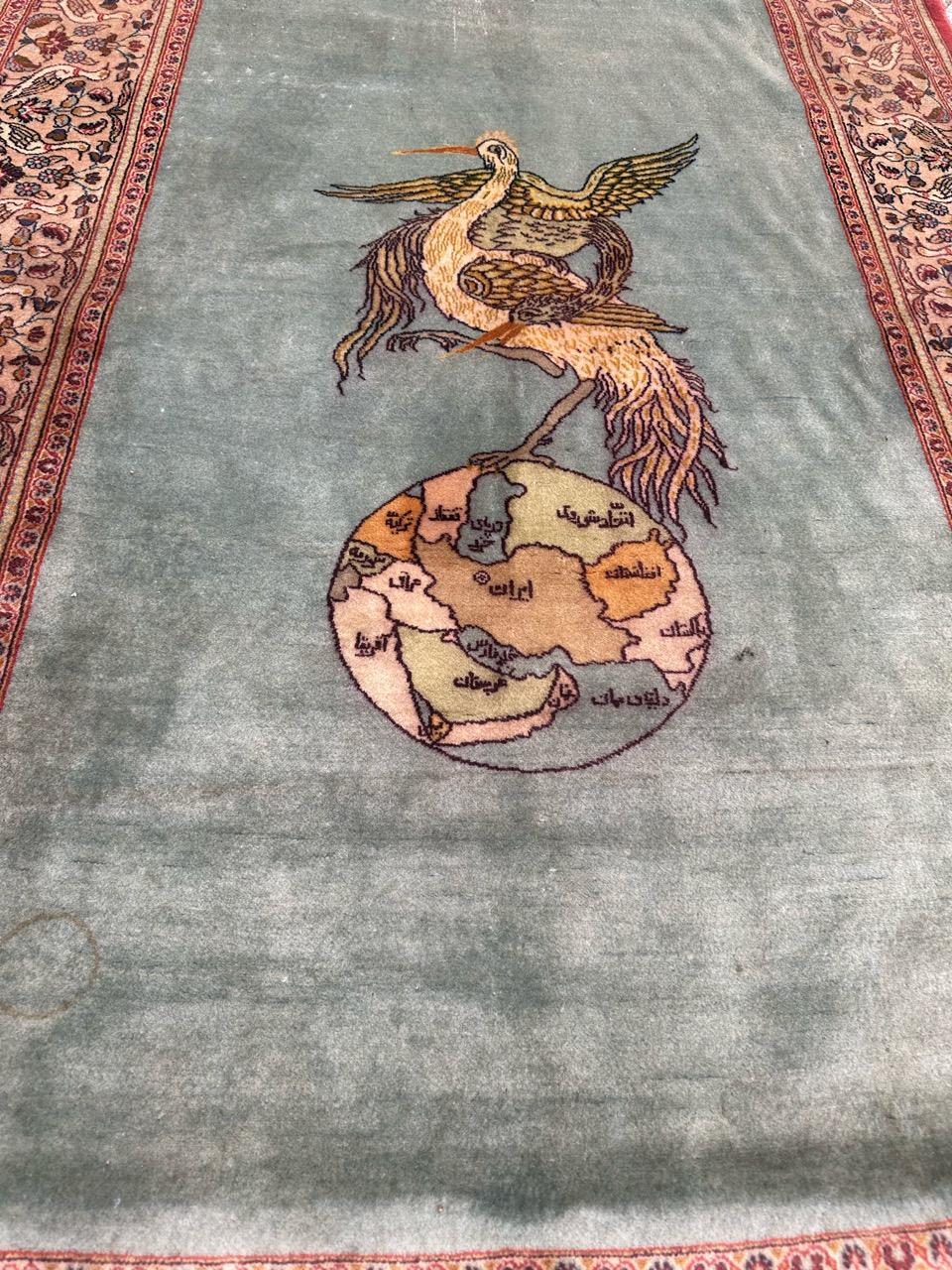 Bobyrug’s nice mid century Kashan Dabir rug For Sale 1