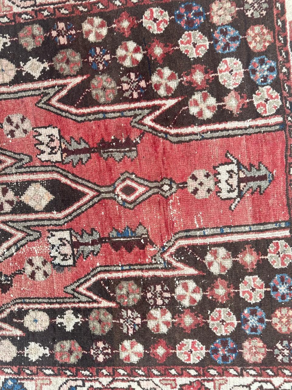 Hand-Knotted nice mid century mazlaghan rug  For Sale