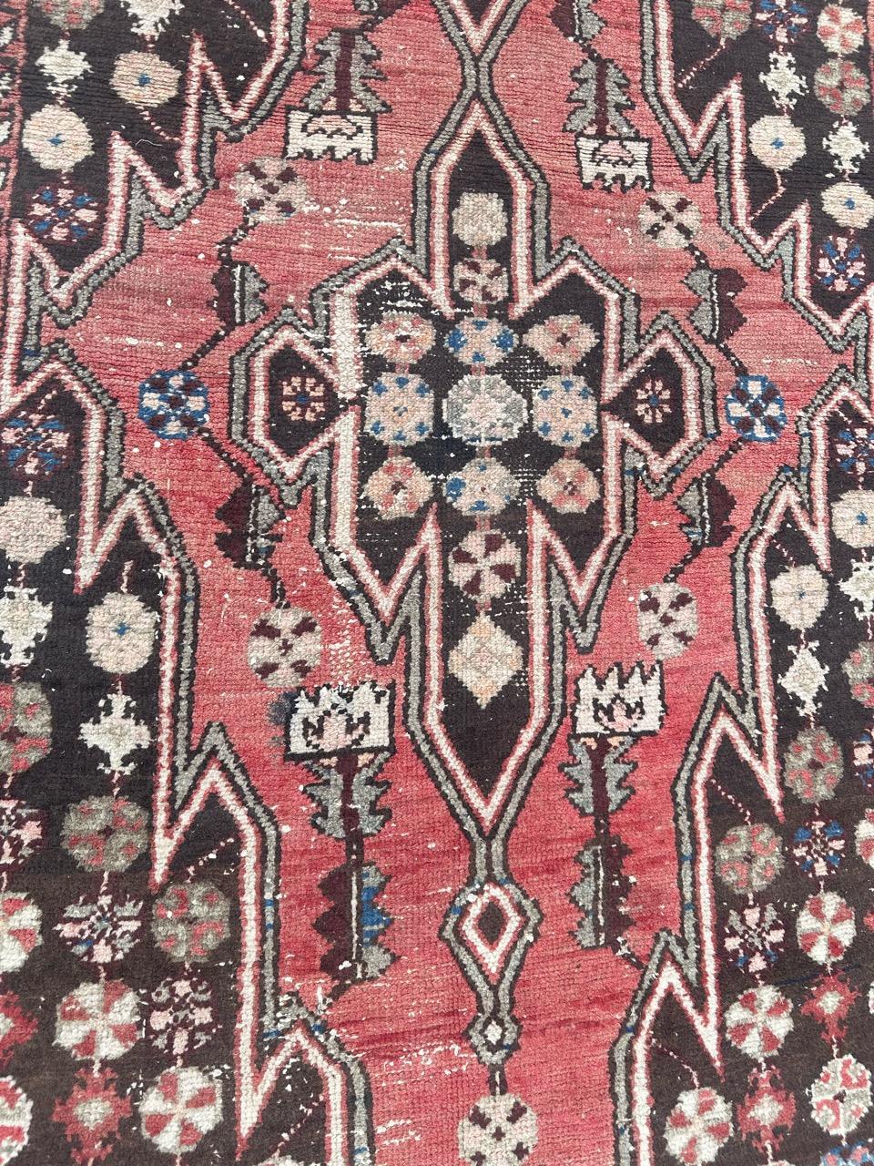 Wool nice mid century mazlaghan rug  For Sale