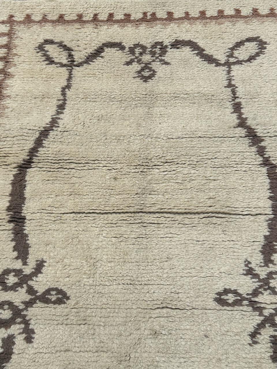 Mid-20th Century Bobyrug’s nice mid century Moroccan art deco design rug  For Sale