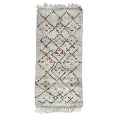 Vintage Bobyrug’s nice mid century small  tribal Beni Ouarain Moroccan rug 