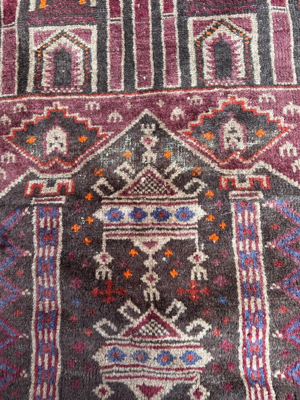 Bobyrug's nice mid century tribal Baluch rug  en vente 4