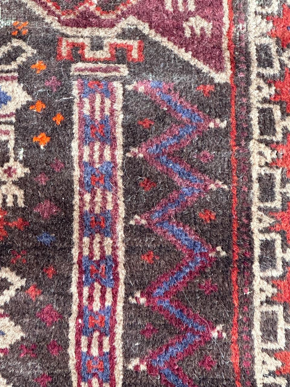 Bobyrug's nice mid century tribal Baluch rug  en vente 5