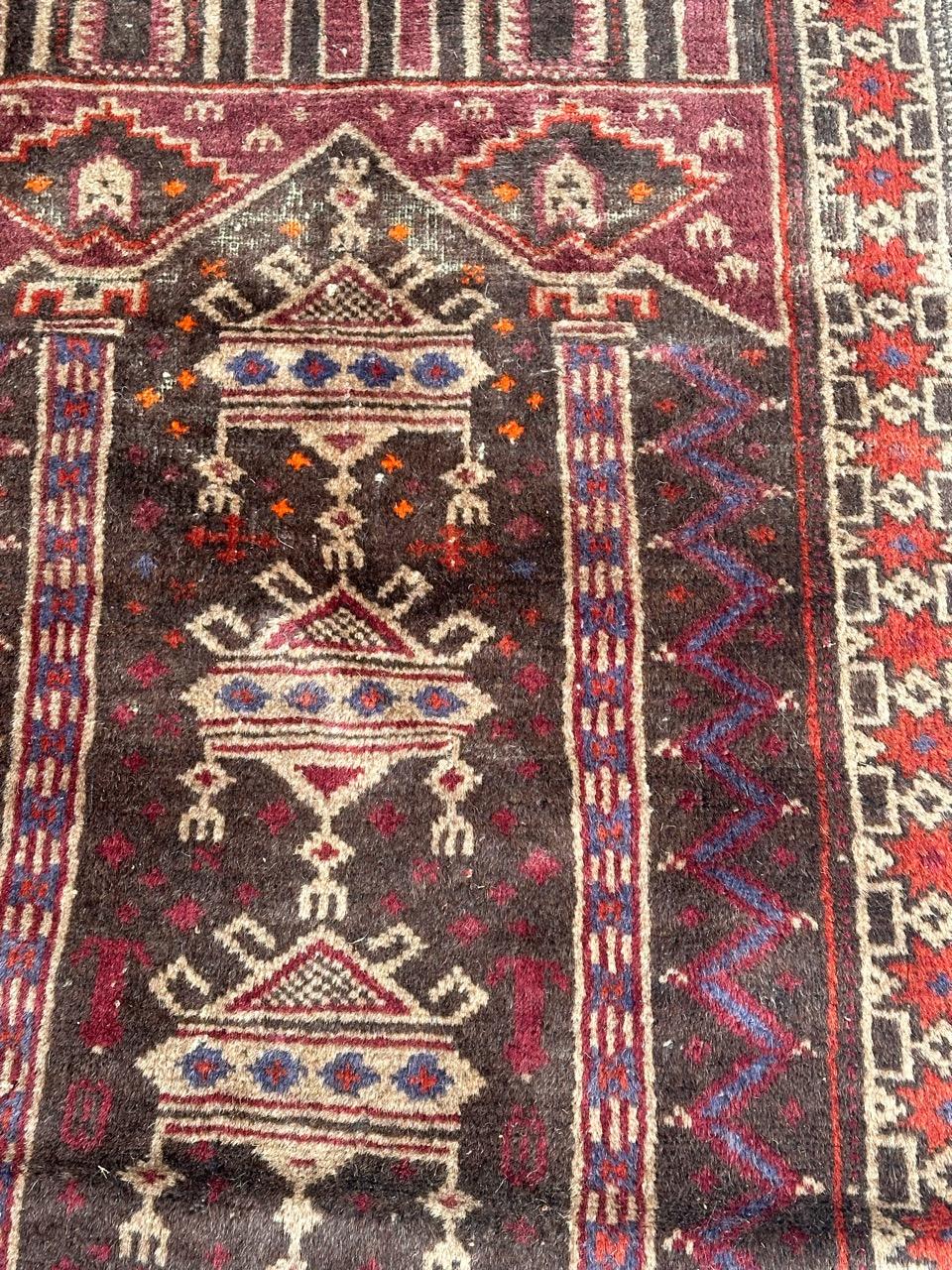 Bobyrug’s nice mid century tribal Baluch rug  For Sale 7