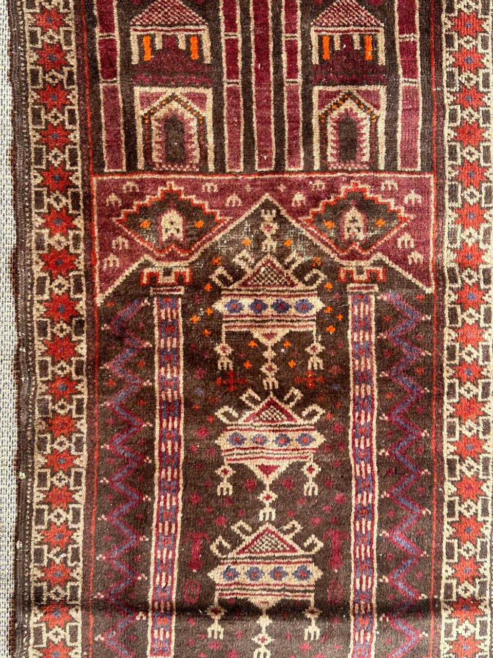 Afghan Bobyrug's nice mid century tribal Baluch rug  en vente