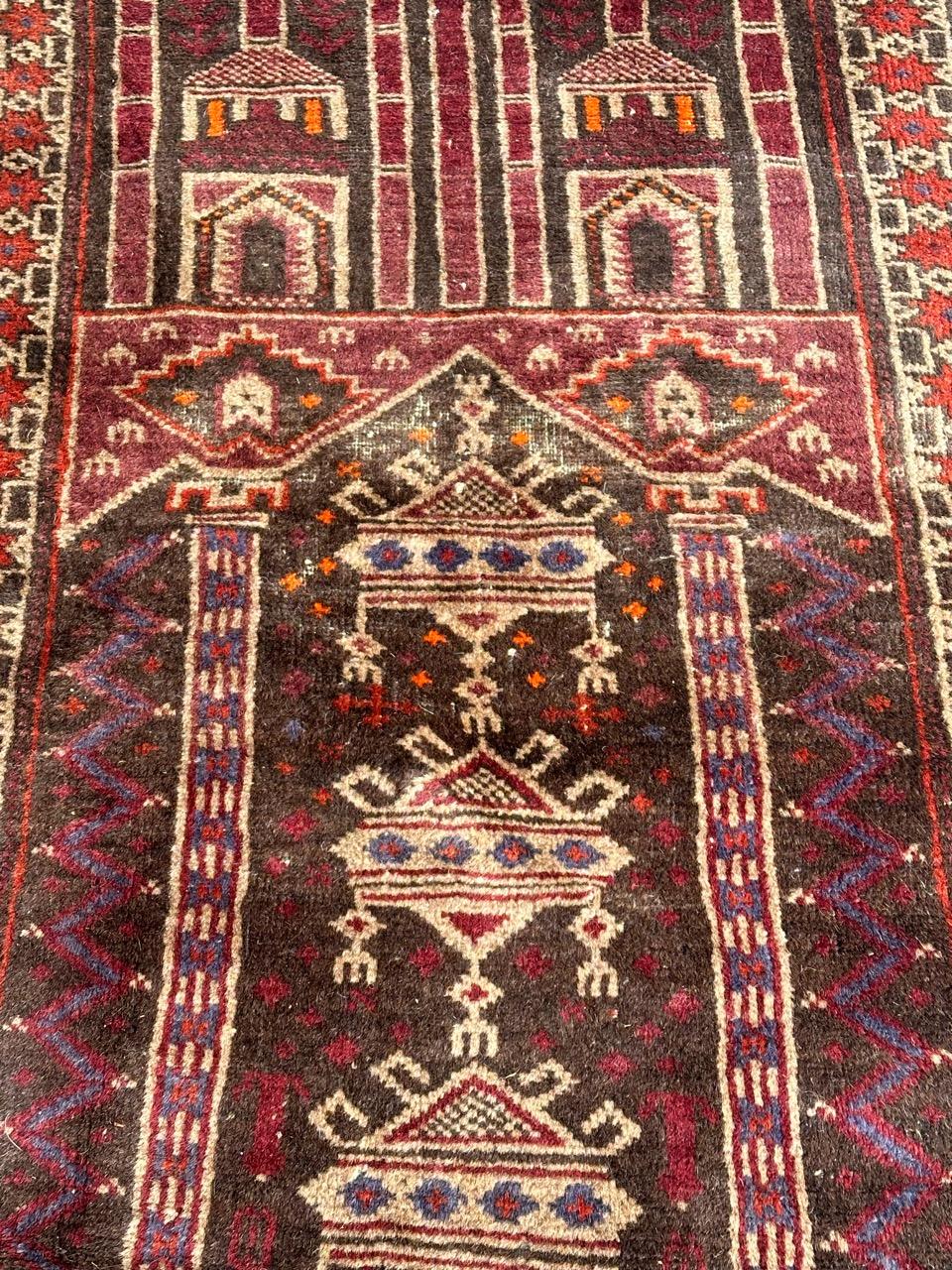 Bobyrug's nice mid century tribal Baluch rug  Bon état - En vente à Saint Ouen, FR