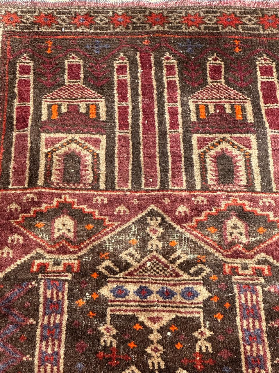 Mid-20th Century Bobyrug’s nice mid century tribal Baluch rug  For Sale