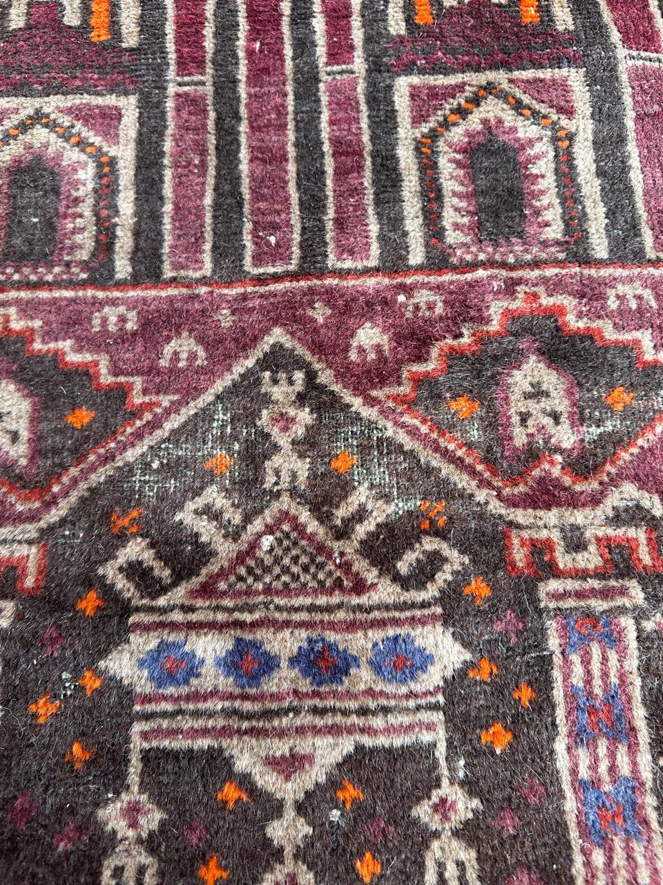 Bobyrug's nice mid century tribal Baluch rug  en vente 1