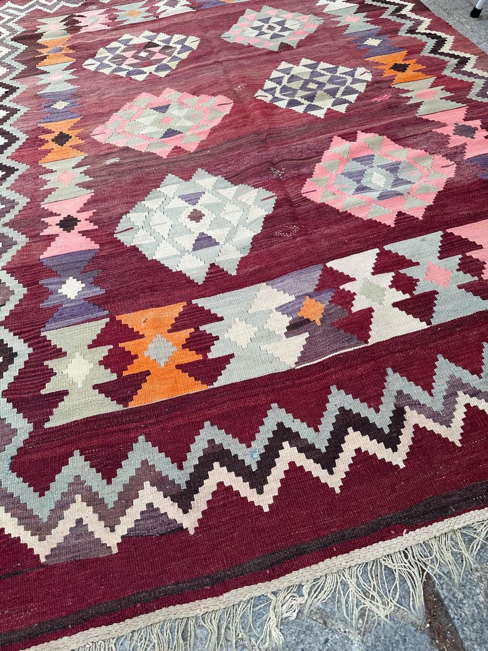 Bobyrug’s Nice mid century Turkish Anatolian Kilim For Sale 3