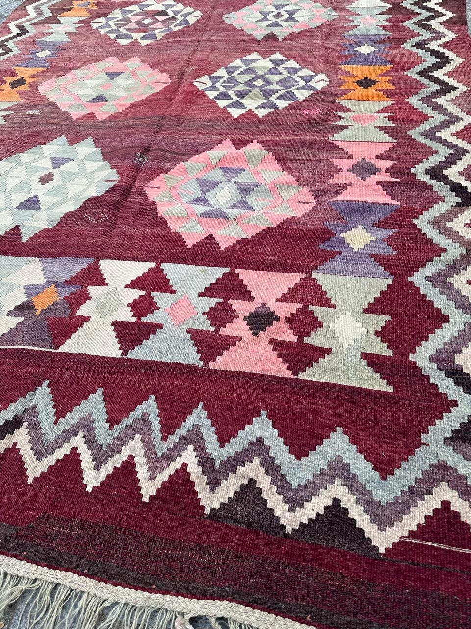 Bobyrug’s Nice mid century Turkish Anatolian Kilim For Sale 4