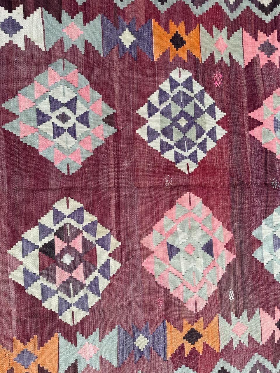 Bobyrug’s Nice mid century Turkish Anatolian Kilim For Sale 1