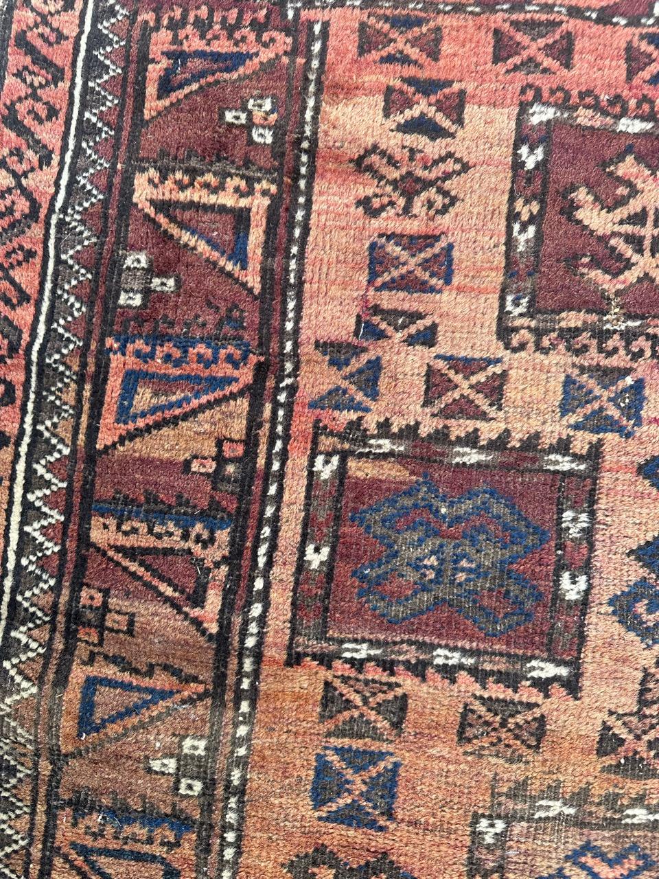 Bobyrug’s nice mid century Turkmen beluch rug For Sale 2