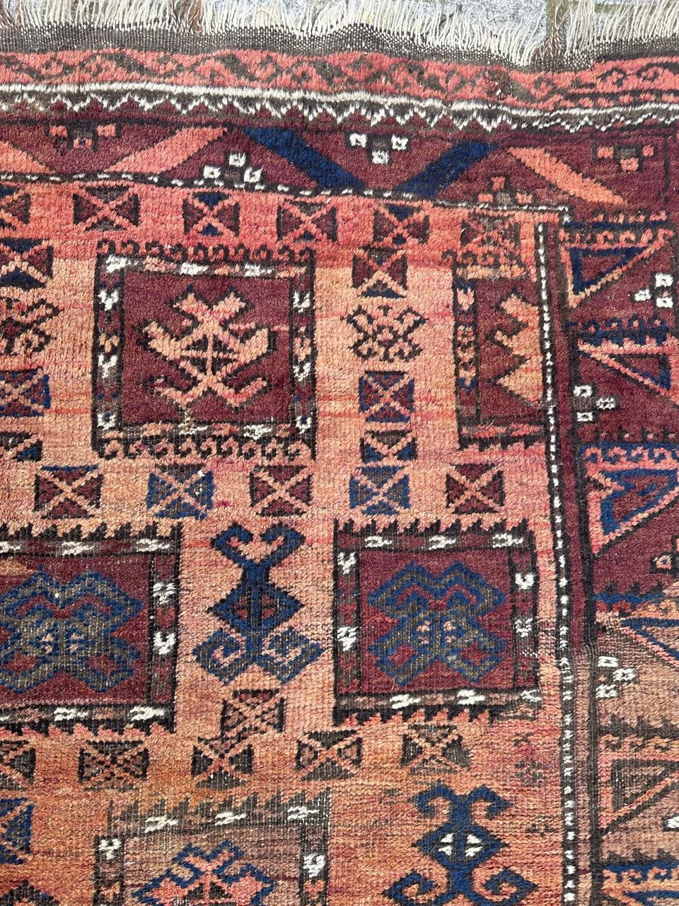 Bobyrug’s nice mid century Turkmen beluch rug For Sale 4