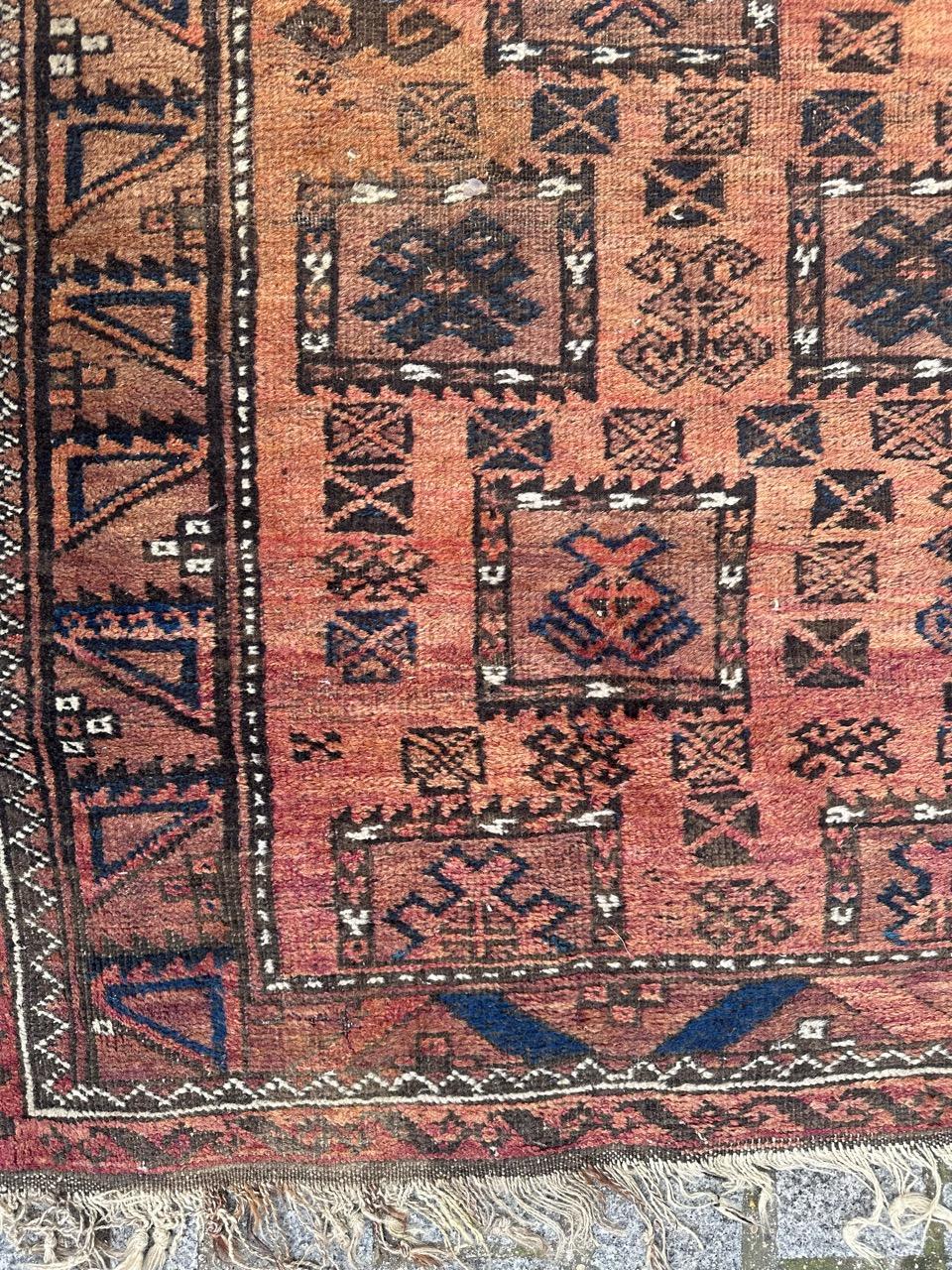 Bobyrug’s nice mid century Turkmen beluch rug For Sale 5