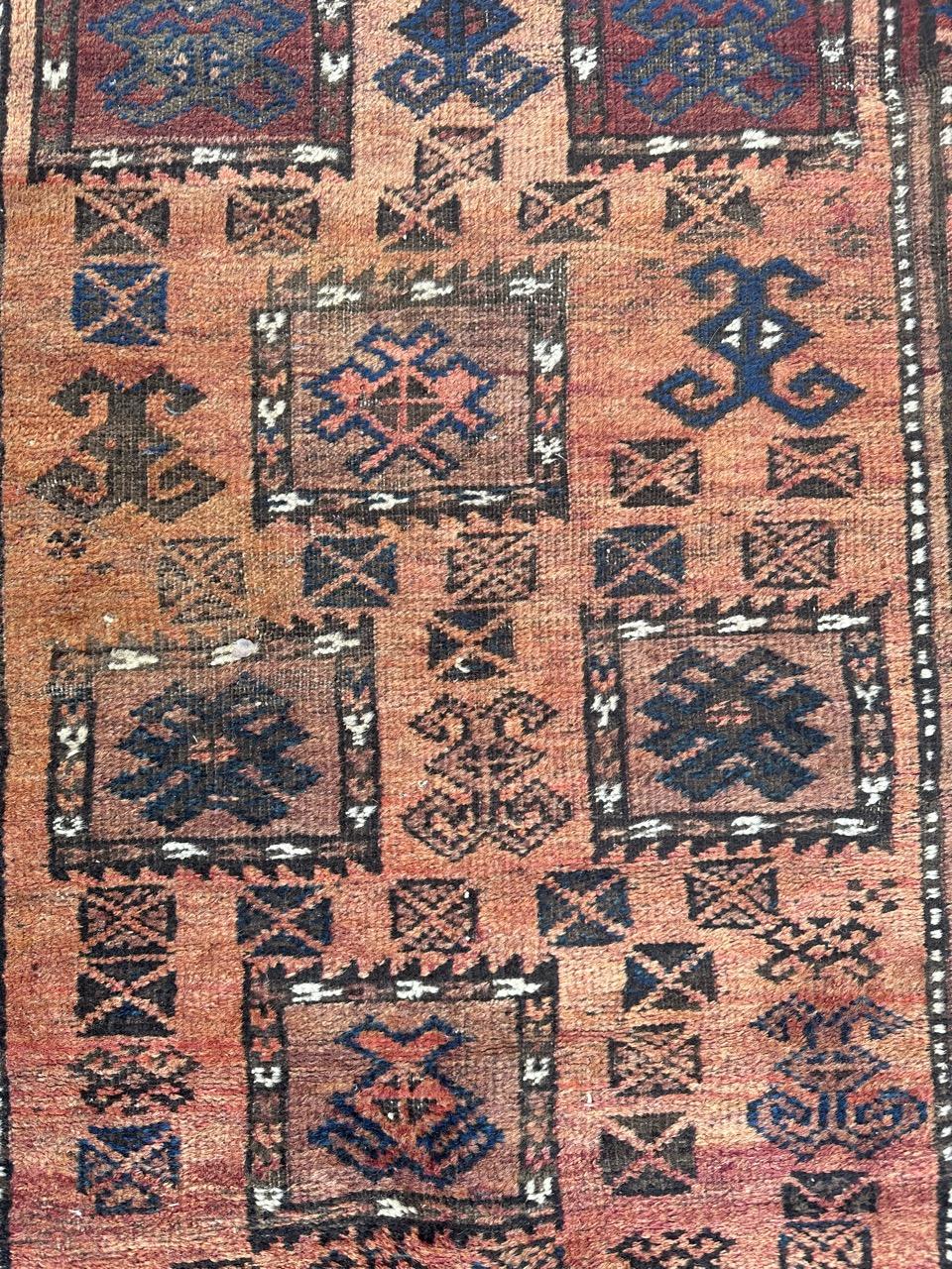 Bobyrug’s nice mid century Turkmen beluch rug For Sale 6