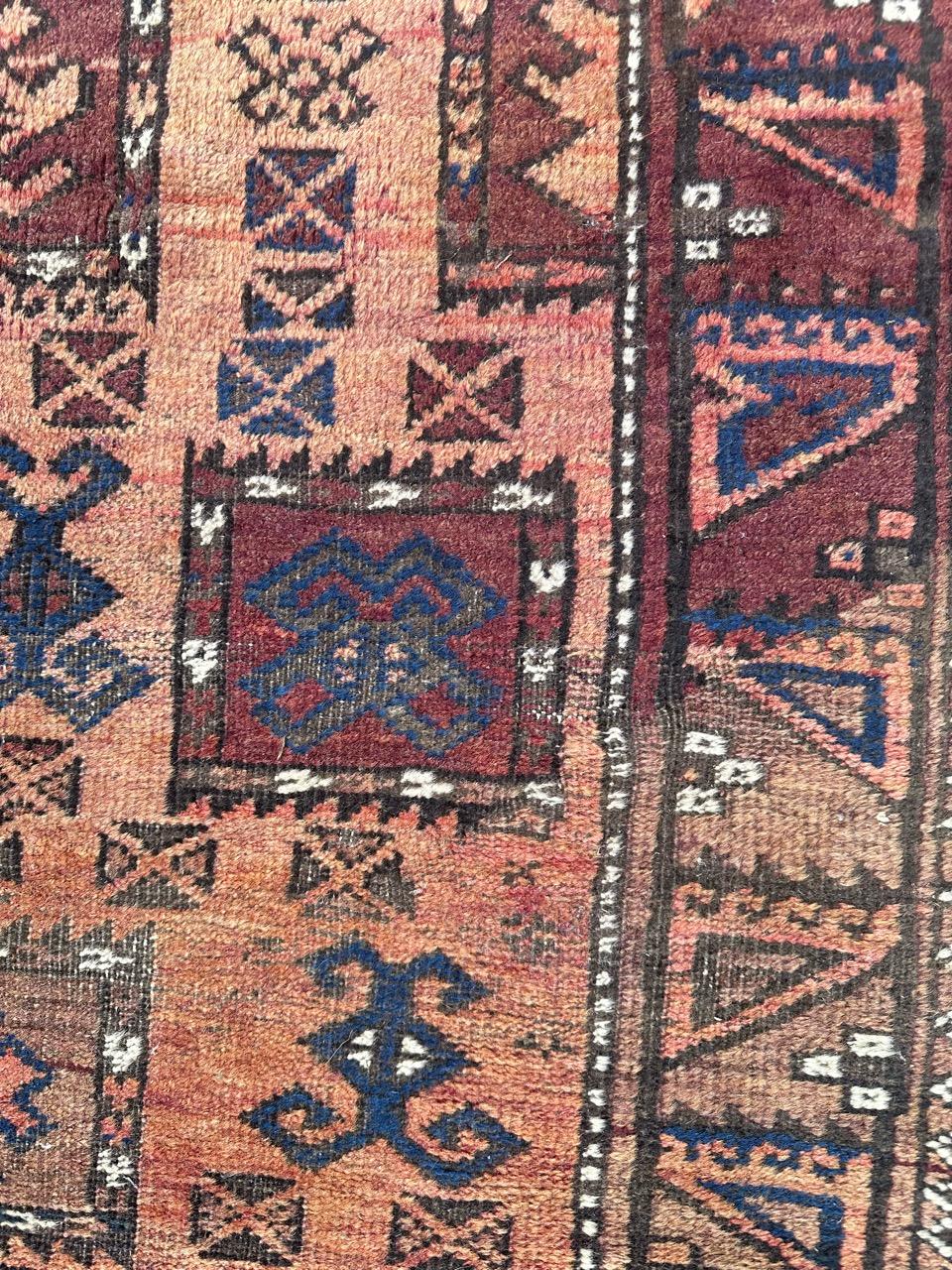 Bobyrug’s nice mid century Turkmen beluch rug For Sale 7