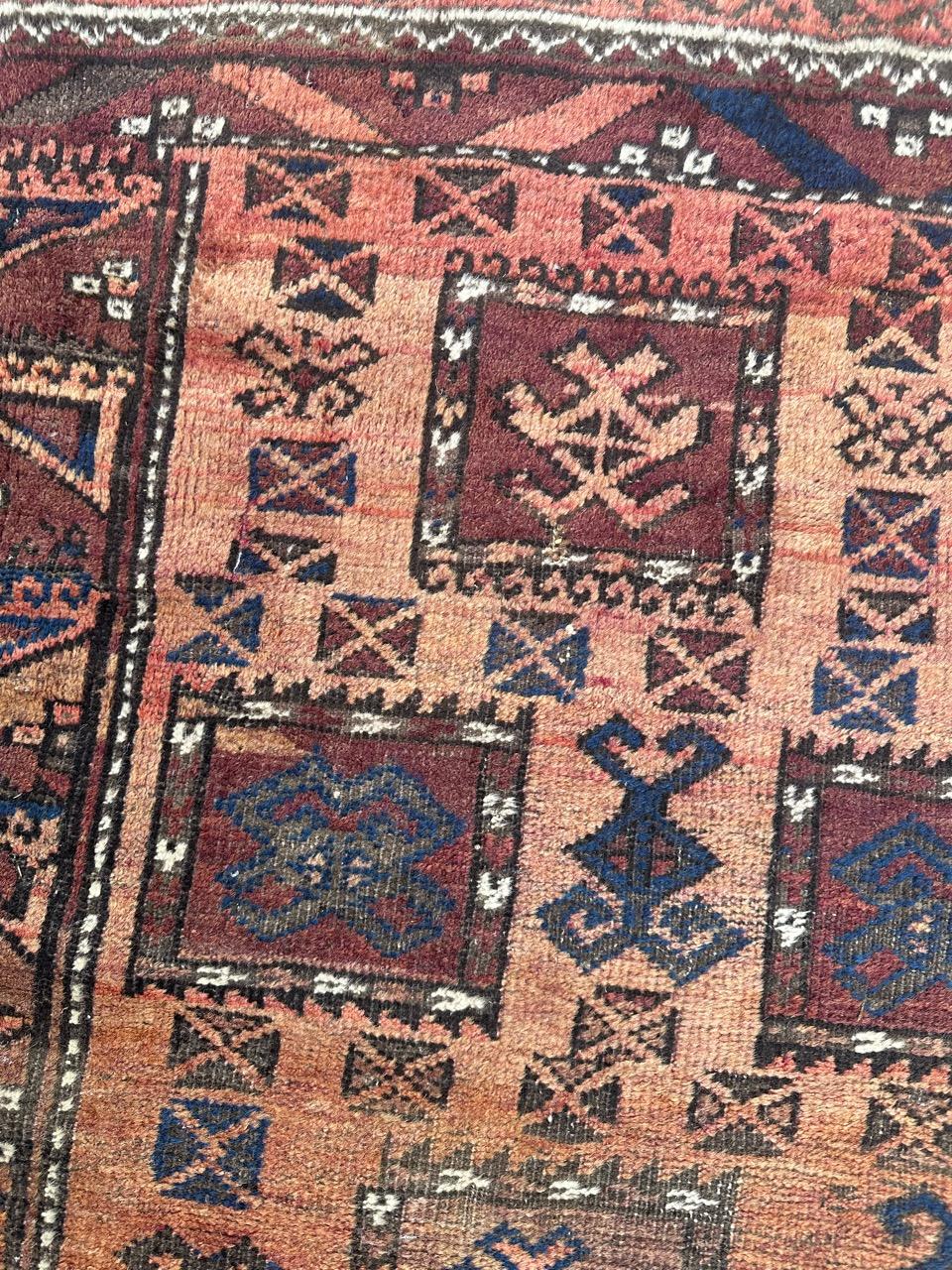 Bobyrug’s nice mid century Turkmen beluch rug For Sale 9