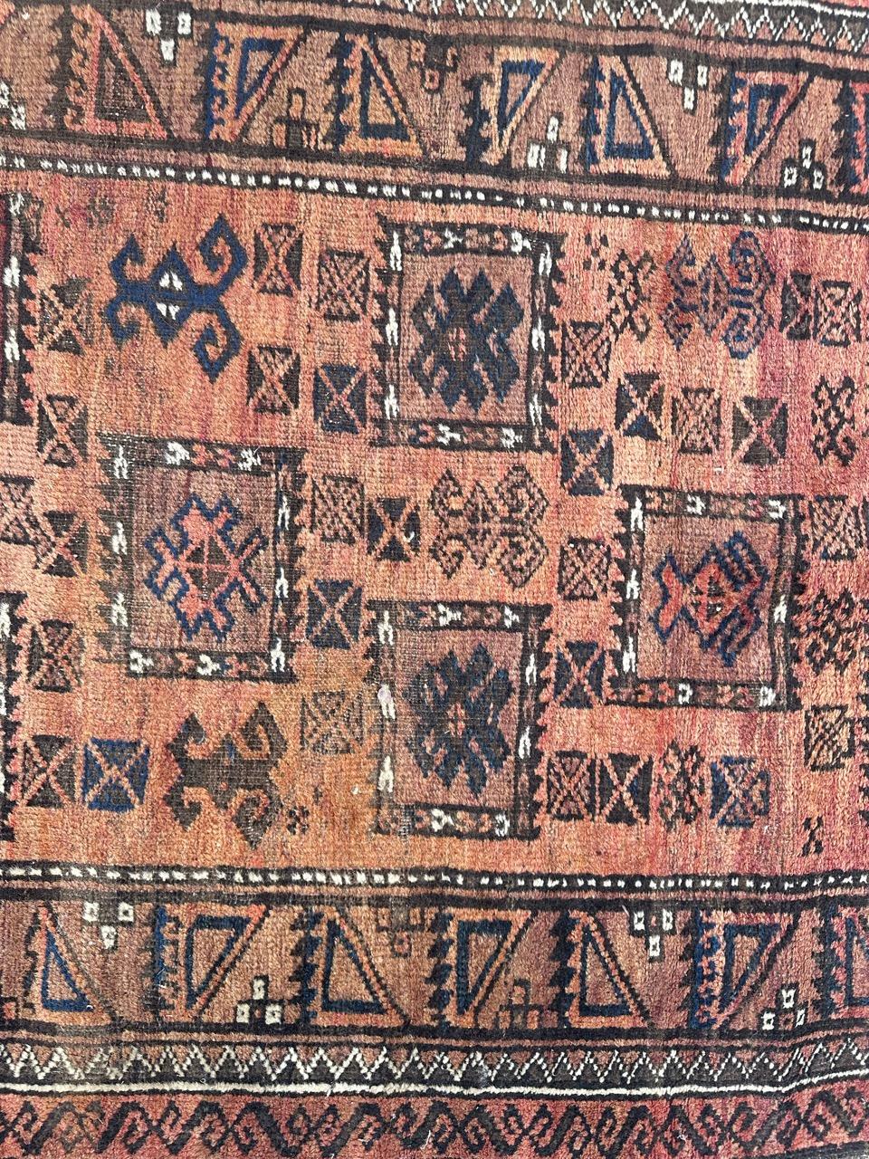 Tribal Bobyrug’s nice mid century Turkmen beluch rug For Sale
