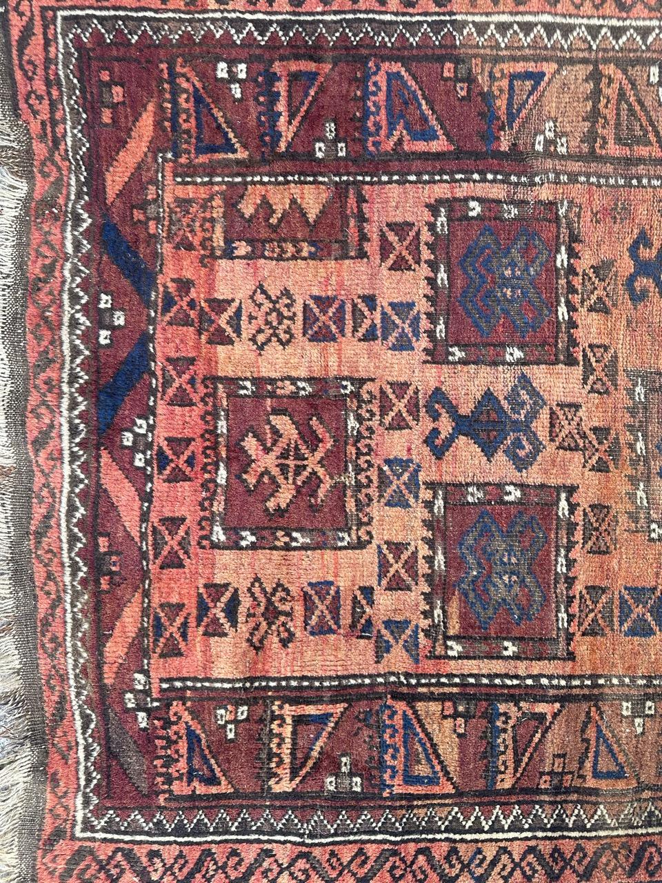 Hand-Knotted Bobyrug’s nice mid century Turkmen beluch rug For Sale