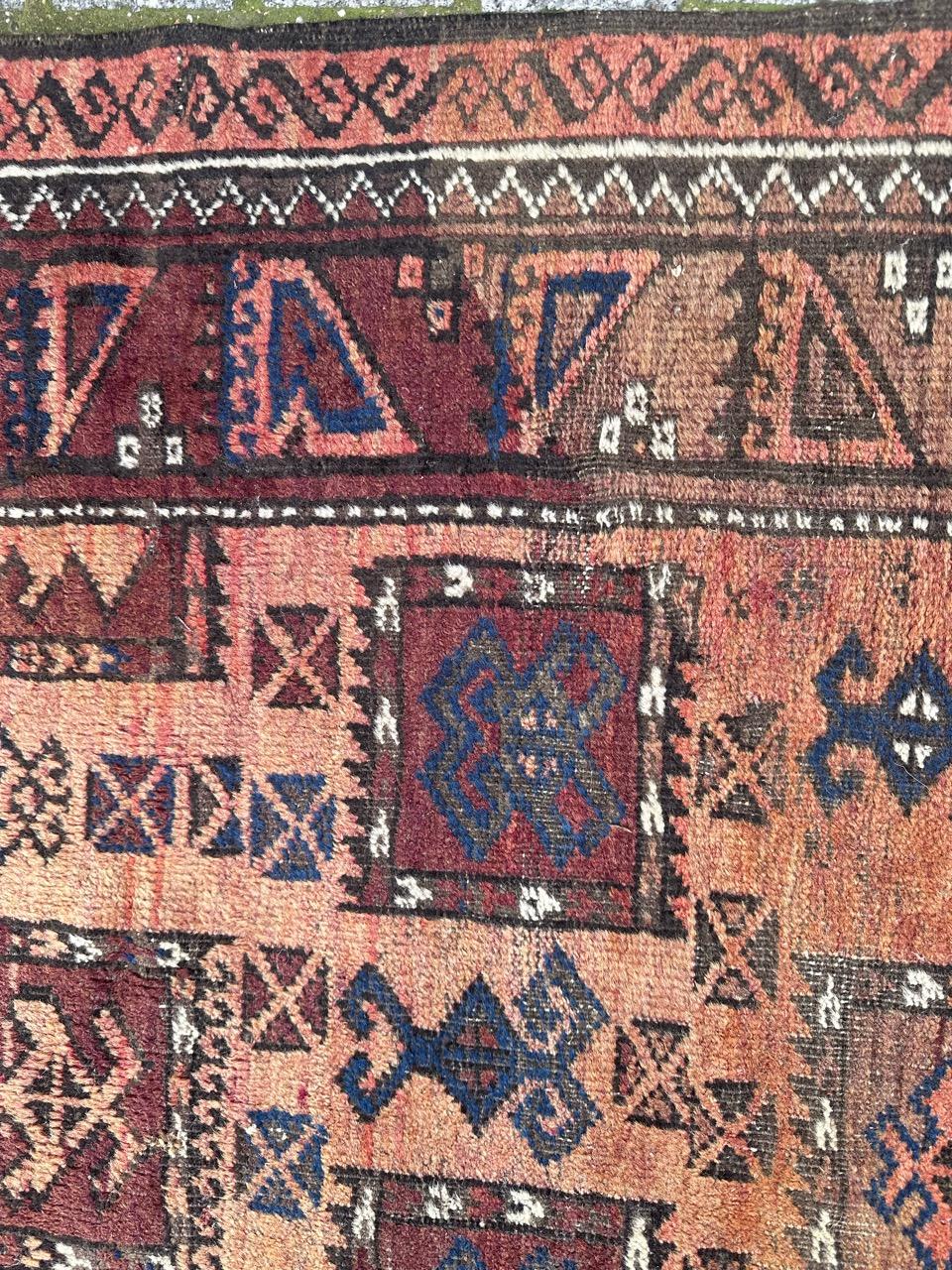 Bobyrug’s nice mid century Turkmen beluch rug In Good Condition In Saint Ouen, FR