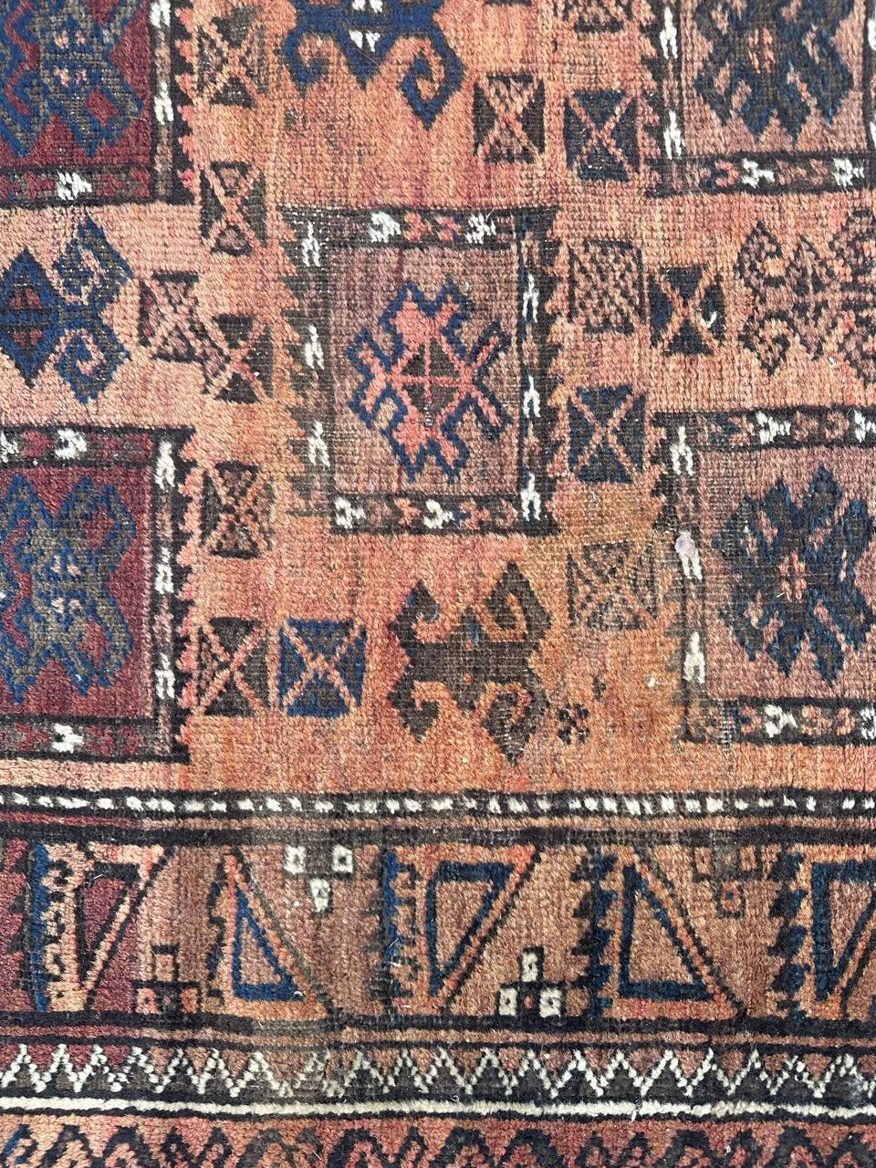 20th Century Bobyrug’s nice mid century Turkmen beluch rug For Sale