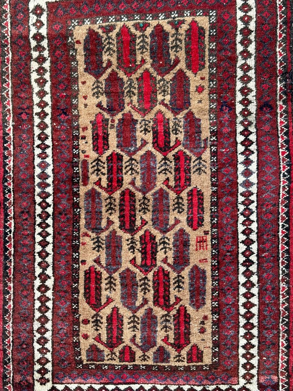 Bobyrug’s nice small vintage Baluch rug  For Sale 3