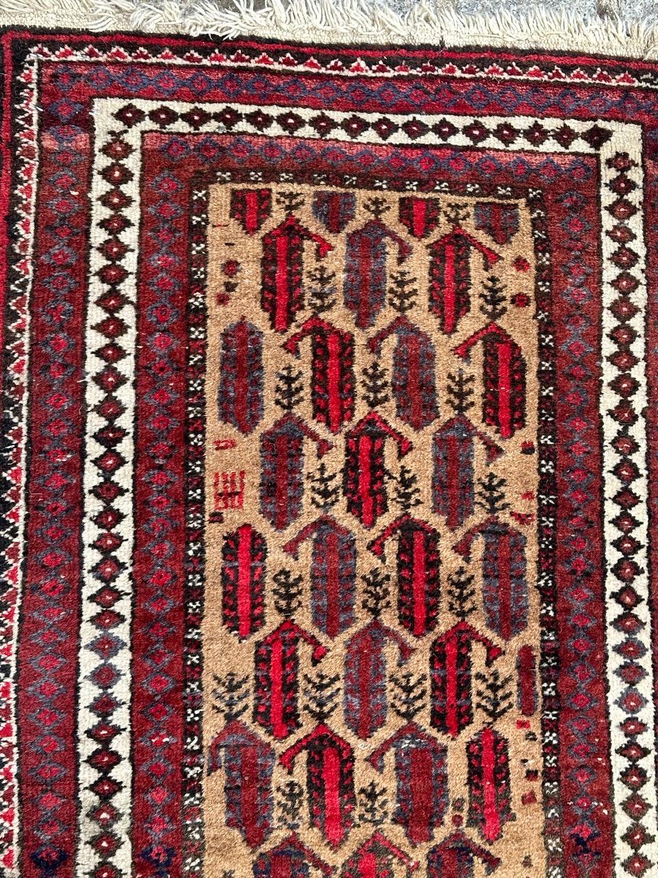 Tribal Bobyrug’s nice small vintage Baluch rug  For Sale