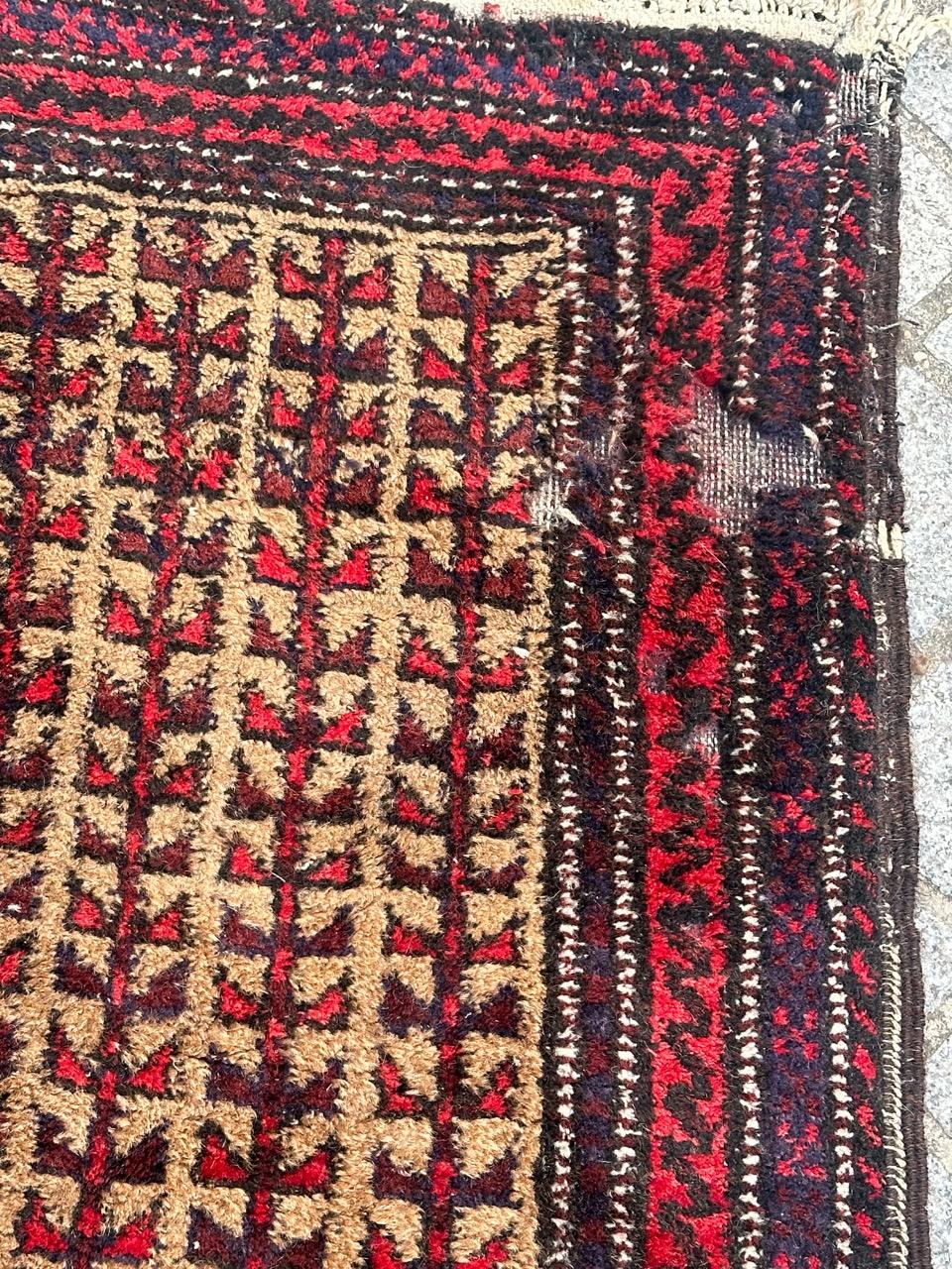 Hand-Knotted nice small vintage Baluch rug  For Sale