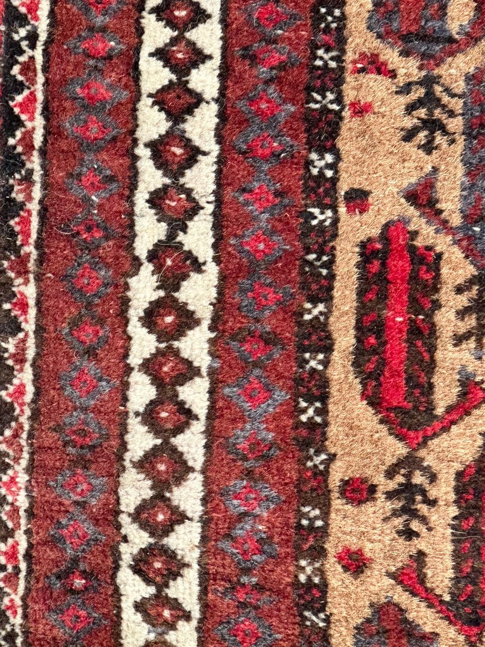 Wool Bobyrug’s nice small vintage Baluch rug  For Sale