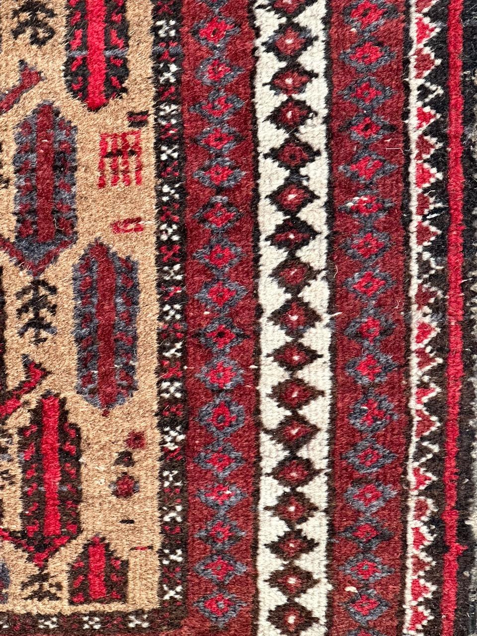 Bobyrug’s nice small vintage Baluch rug  For Sale 1