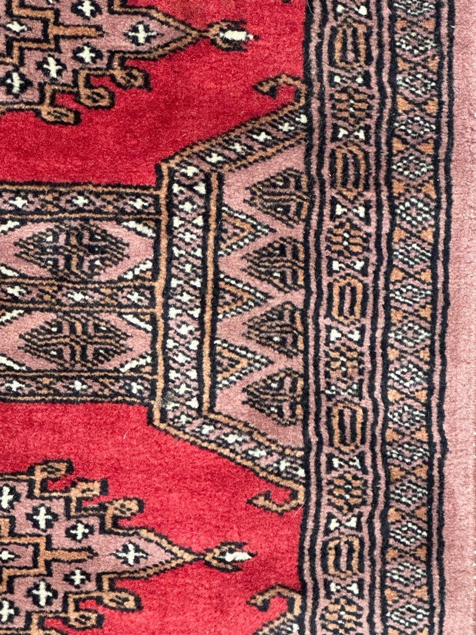 Hand-Knotted nice small vintage Pakistani rug Turkmen design  For Sale