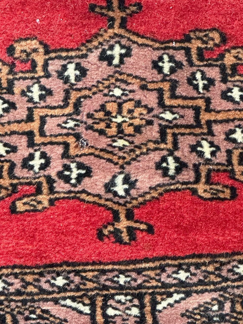 Wool Bobyrug’s nice small vintage Pakistani rug Turkmen design  For Sale