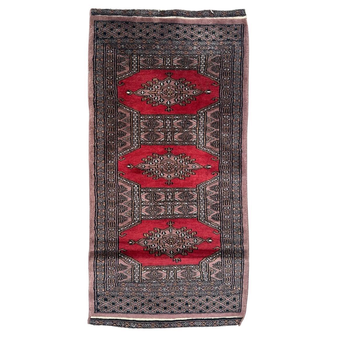 Bobyrug’s nice small vintage Pakistani rug Turkmen design  For Sale