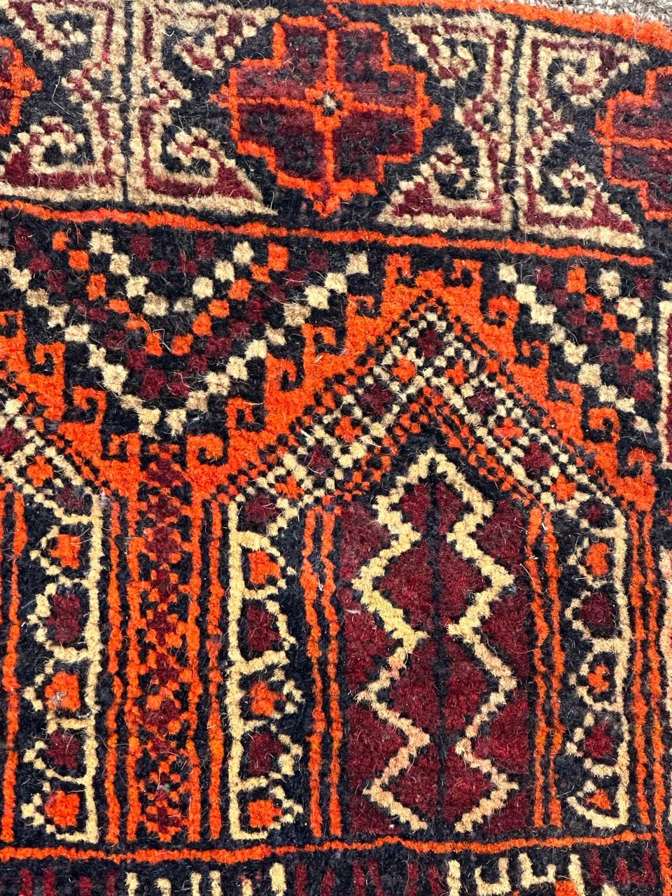 Afghan nice small vintage Turkmen Baluch rug For Sale