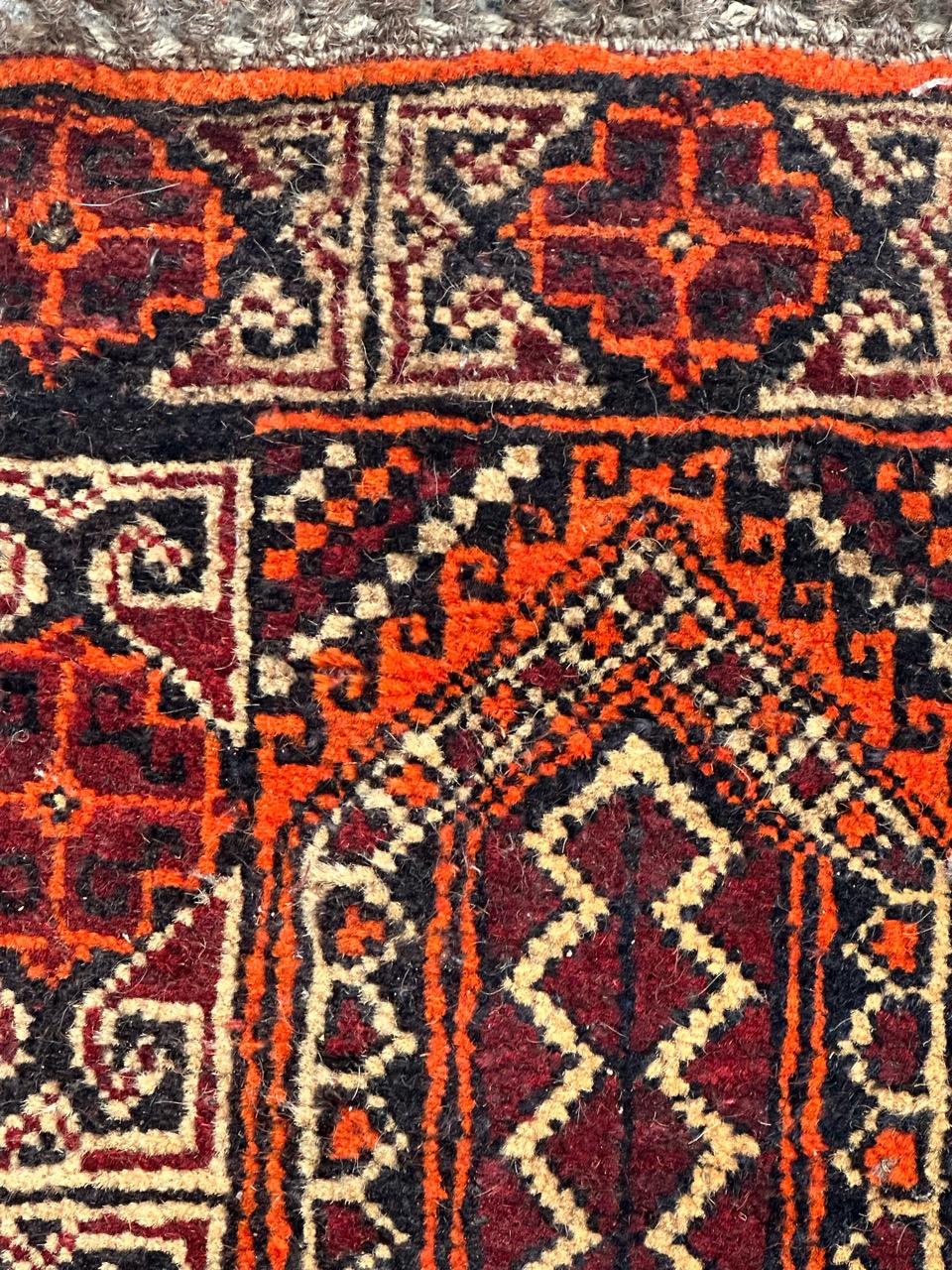 Hand-Knotted  nice small vintage Turkmen Baluch rug  For Sale