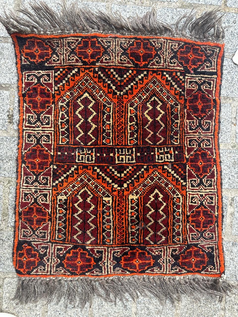 Late 20th Century nice small vintage Turkmen Baluch rug For Sale