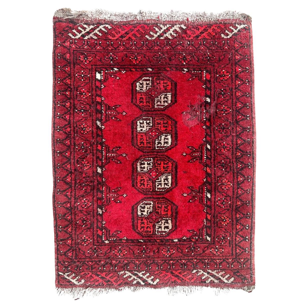 Bobyrug’s nice Small vintage Turkmen rug  For Sale
