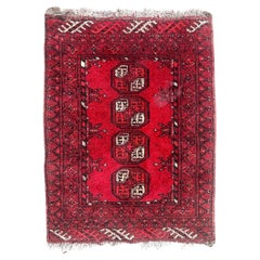 Bobyrug's netter kleiner turkmenischer Vintage-Teppich 