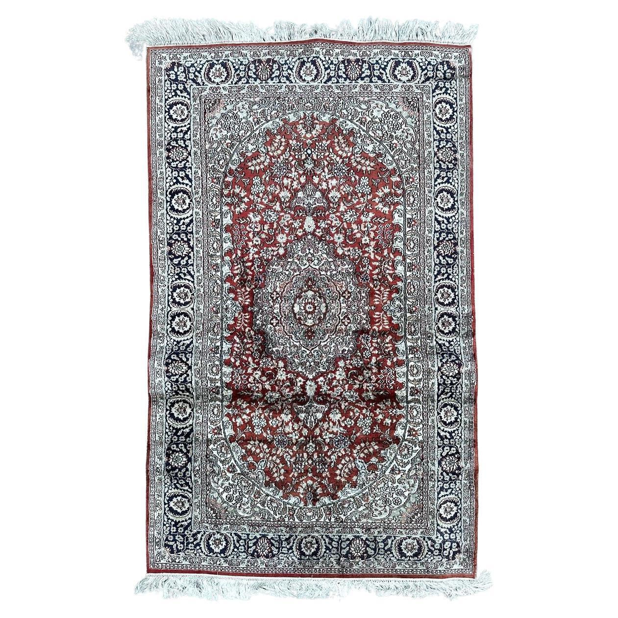Bobyrug’s Nice very fine Sino Persian silk rug For Sale