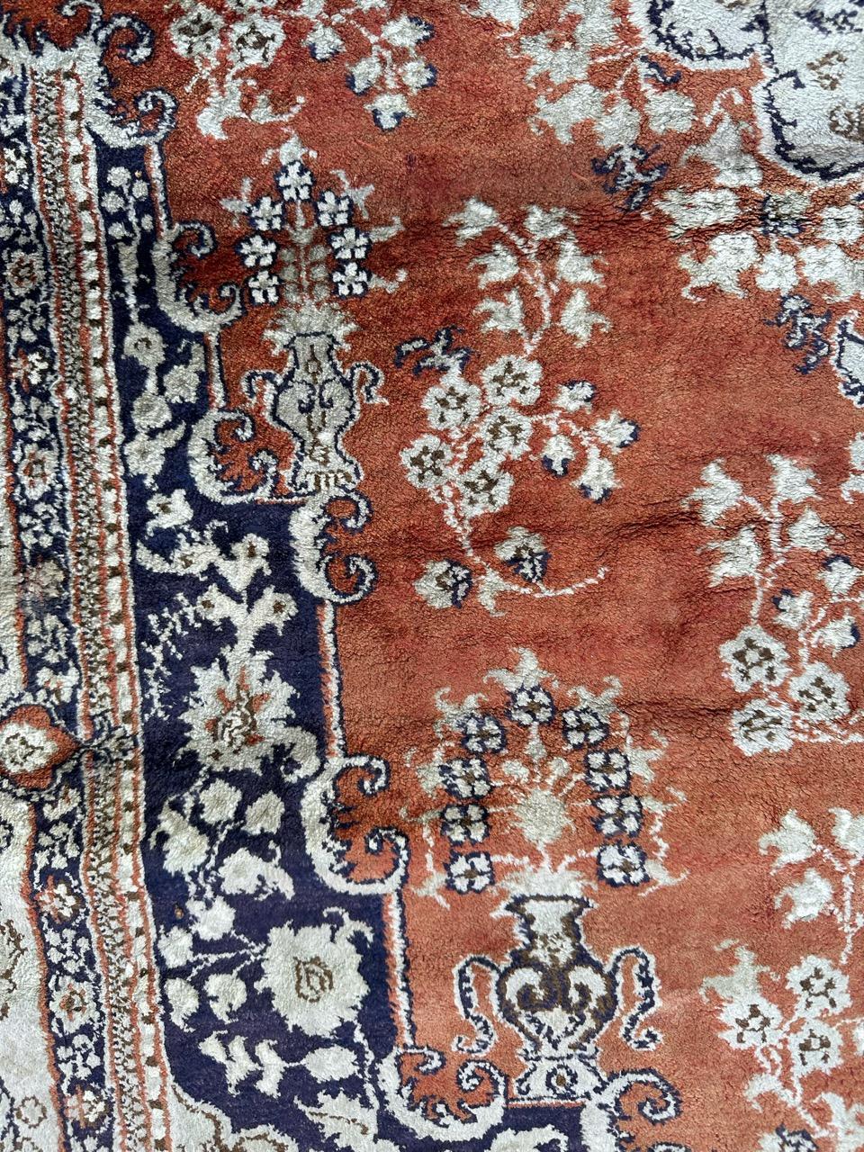 Bobyrug’s nice very fine vintage Sino Qom silk rug  For Sale 4