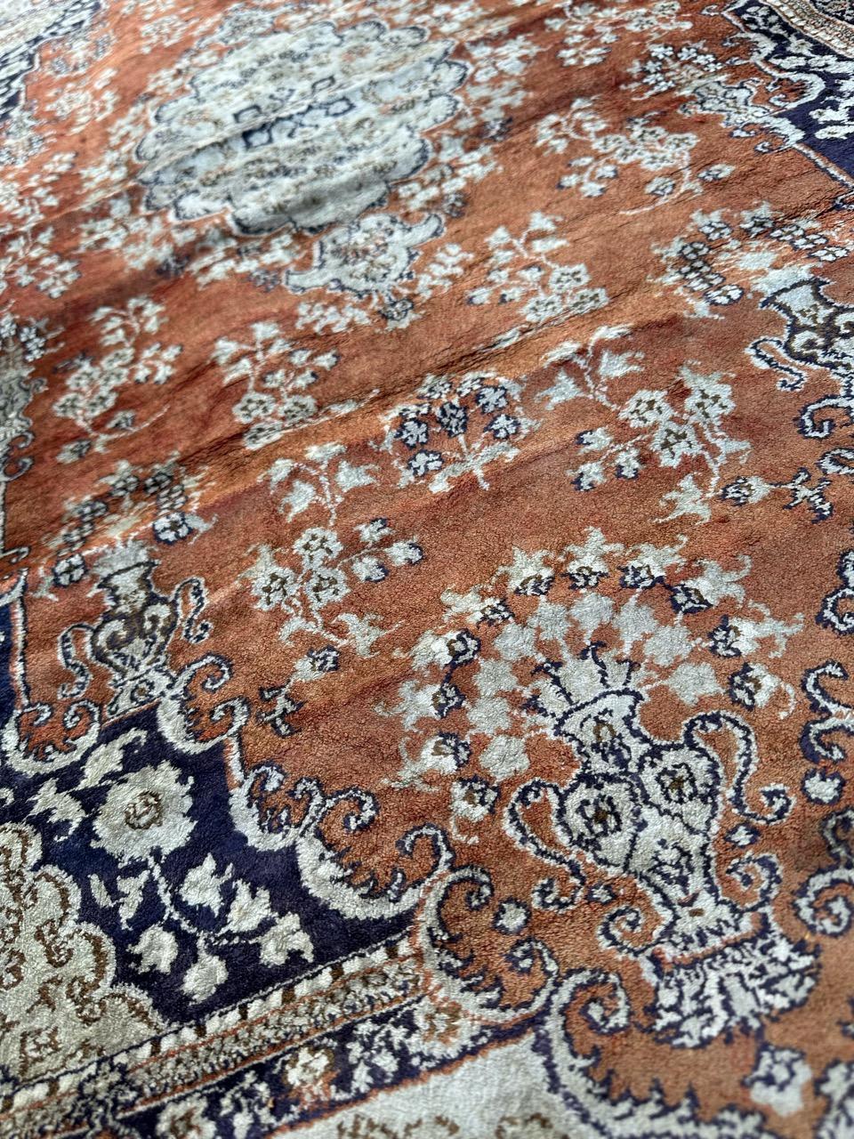 Bobyrug’s nice very fine vintage Sino Qom silk rug  For Sale 6