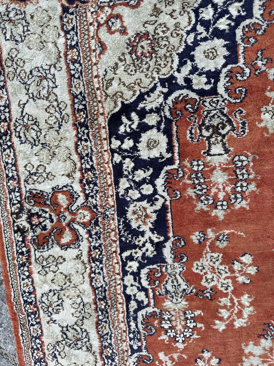 Bobyrug’s nice very fine vintage Sino Qom silk rug  For Sale 9