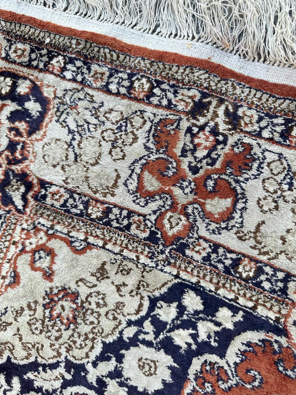 Bobyrug’s nice very fine vintage Sino Qom silk rug  For Sale 10