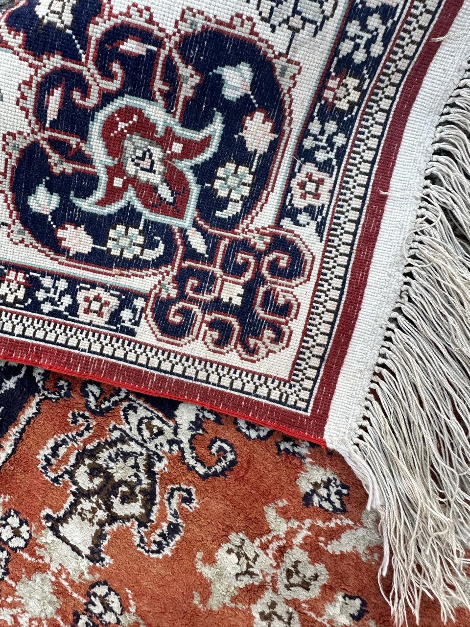 Bobyrug’s nice very fine vintage Sino Qom silk rug  For Sale 12